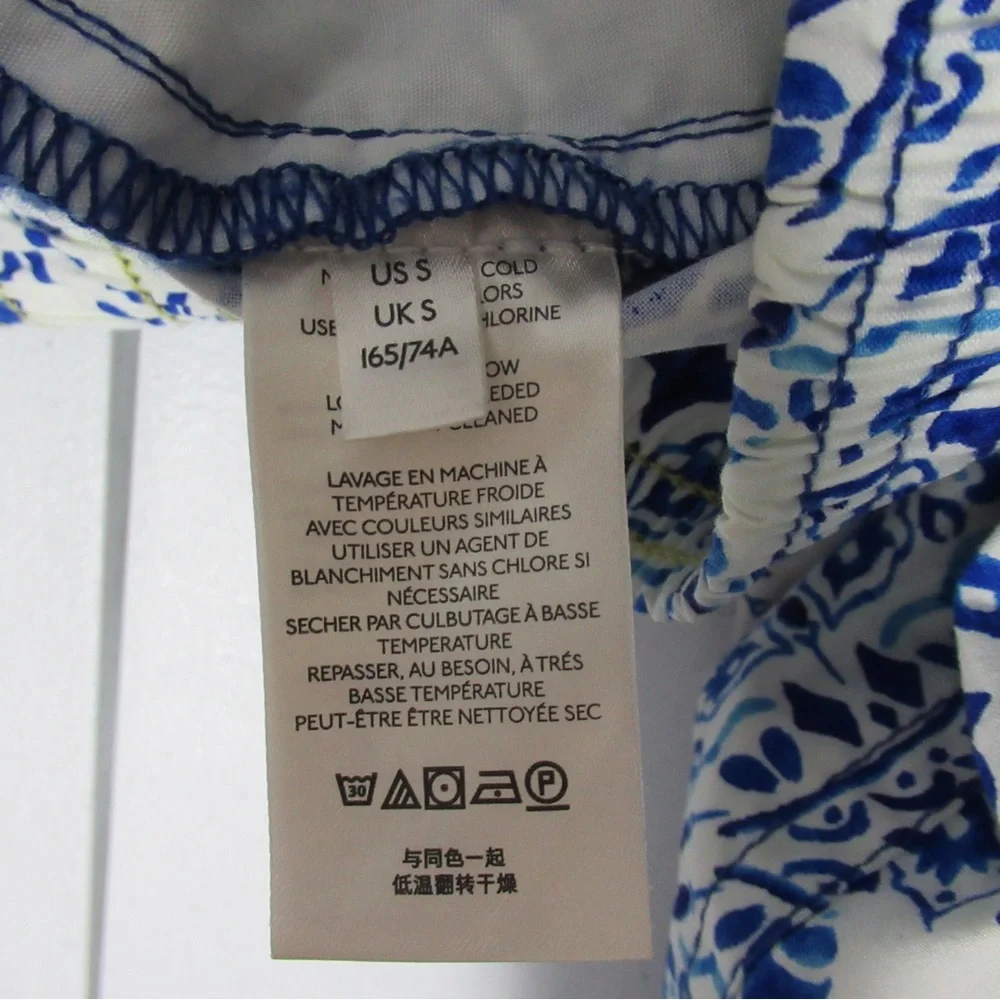 Maeve by Anthropologie Wide Leg Cropped Blue and White Printed Pants Size Small - Picture 7 of 17